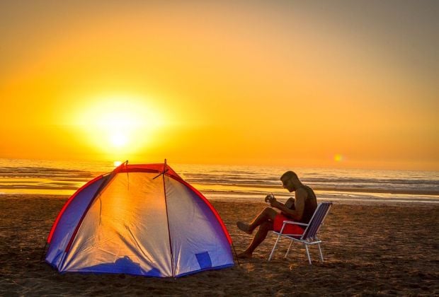 camping on the beach
