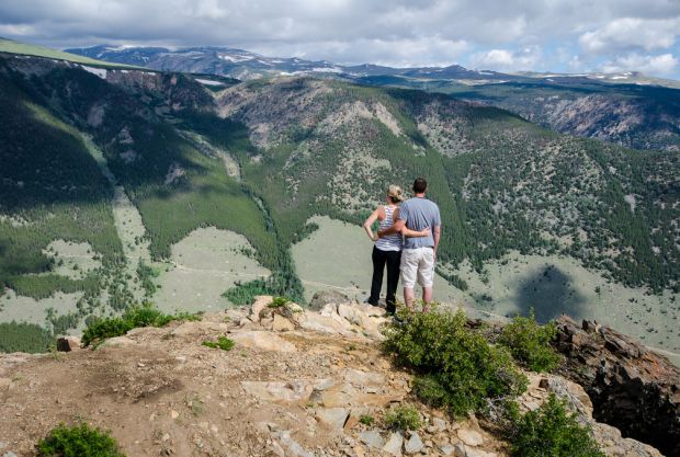 This is a couple on the Beartooth Highway - what a view!